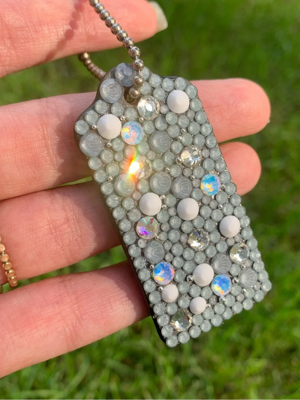 Coach New York Gray Hang tag with Rhinestones bag charm